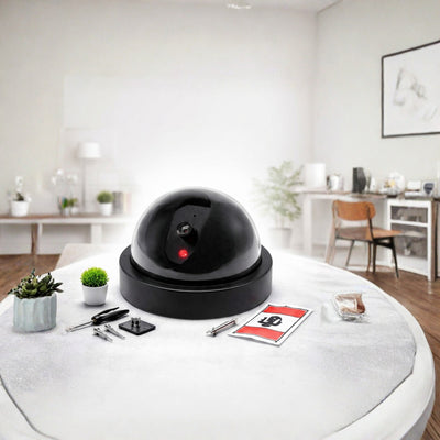 Dummy Fake Security Camera with Blinking Red LED – Battery Operated Indoor/Outdoor Deterrent, No Wiring Needed