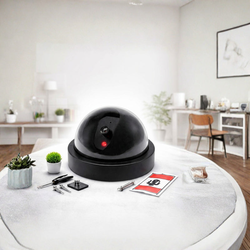 Dummy Fake Security Camera with Blinking Red LED – Battery Operated Indoor/Outdoor Deterrent, No Wiring Needed