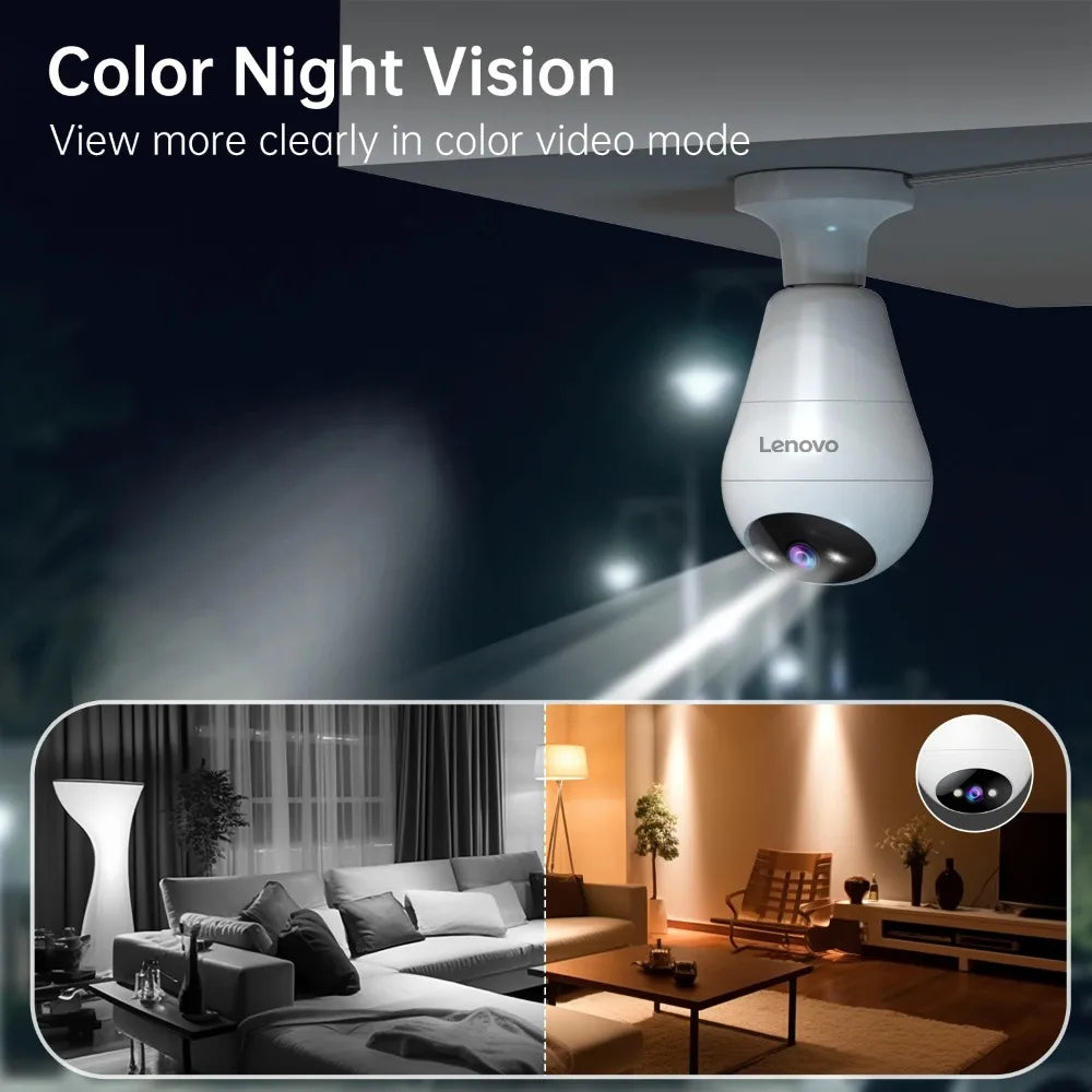 360° WiFi Bulb Camera – HD Wireless Light Socket Security Camera with Night Vision & Motion Detection - AEGIS SECURITY