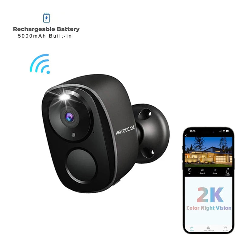Wireless Outdoor Security Camera 2K | Battery Powered WiFi CCTV with AI Motion Detection, Color Night Vision & Siren | Water-Resistant IP66 Home Surveillance - AEGIS SECURITY