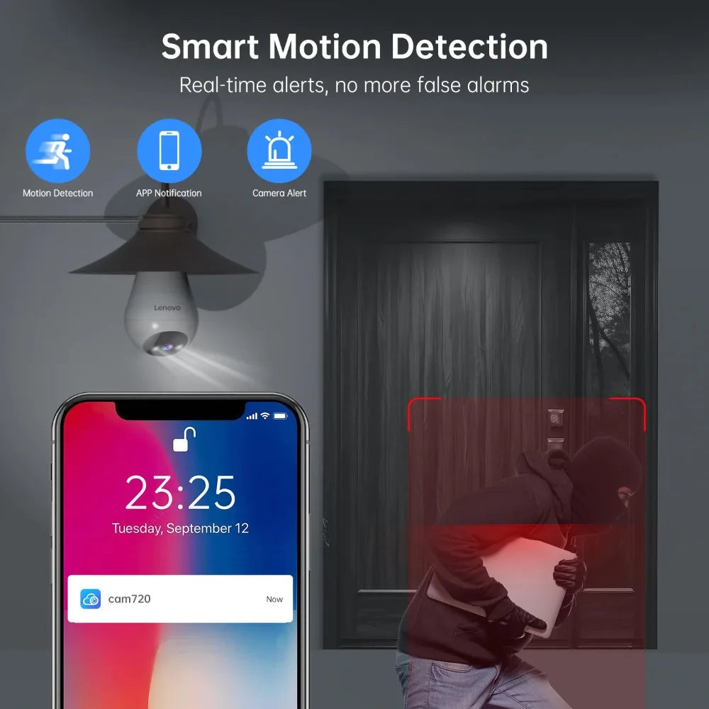 360° WiFi Bulb Camera – HD Wireless Light Socket Security Camera with Night Vision & Motion Detection - AEGIS SECURITY