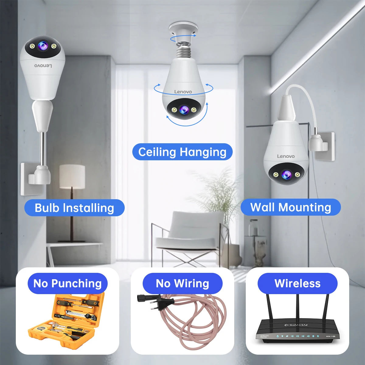 360° WiFi Bulb Camera – HD Wireless Light Socket Security Camera with Night Vision & Motion Detection - AEGIS SECURITY