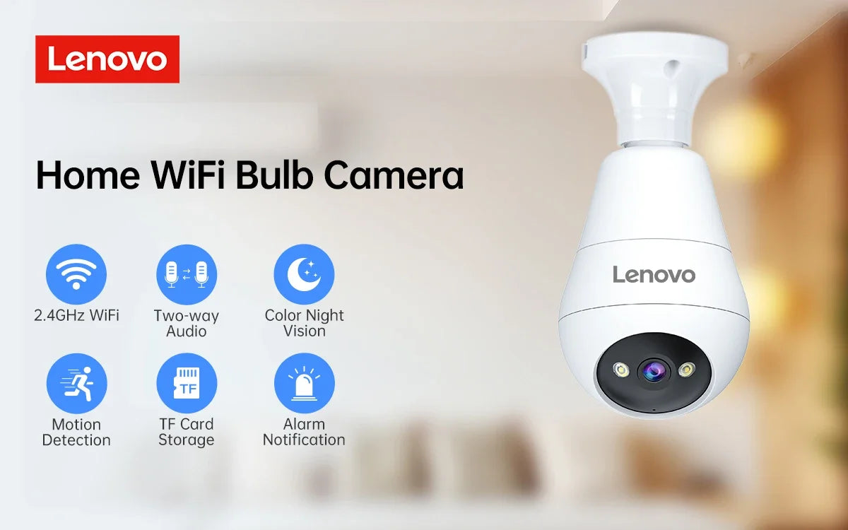 360° WiFi Bulb Camera – HD Wireless Light Socket Security Camera with Night Vision & Motion Detection - AEGIS SECURITY
