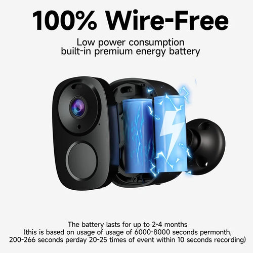 Wireless Outdoor Security Camera 2K | Battery Powered WiFi CCTV with AI Motion Detection, Color Night Vision & Siren | Water-Resistant IP66 Home Surveillance - AEGIS SECURITY