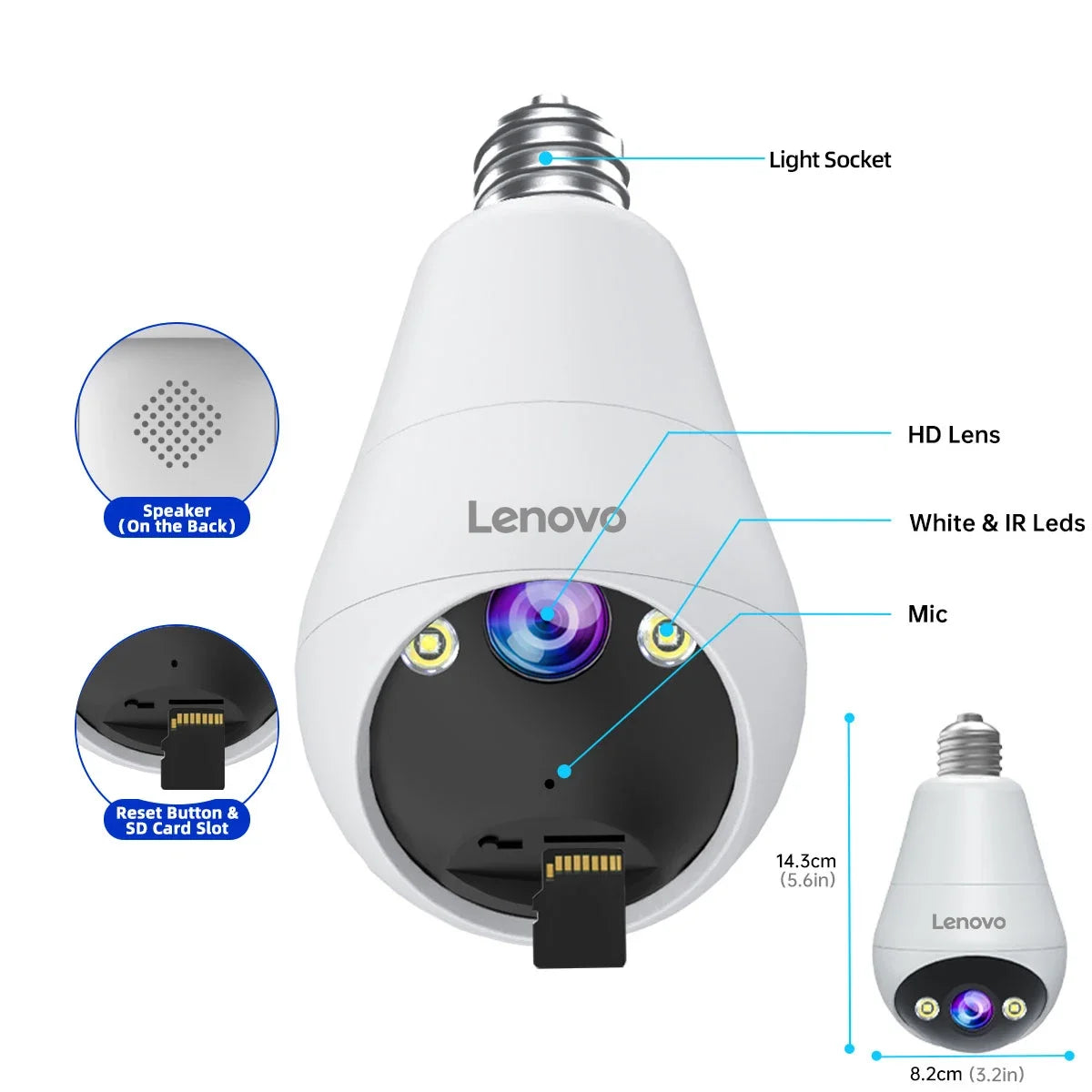 360° WiFi Bulb Camera – HD Wireless Light Socket Security Camera with Night Vision & Motion Detection - AEGIS SECURITY